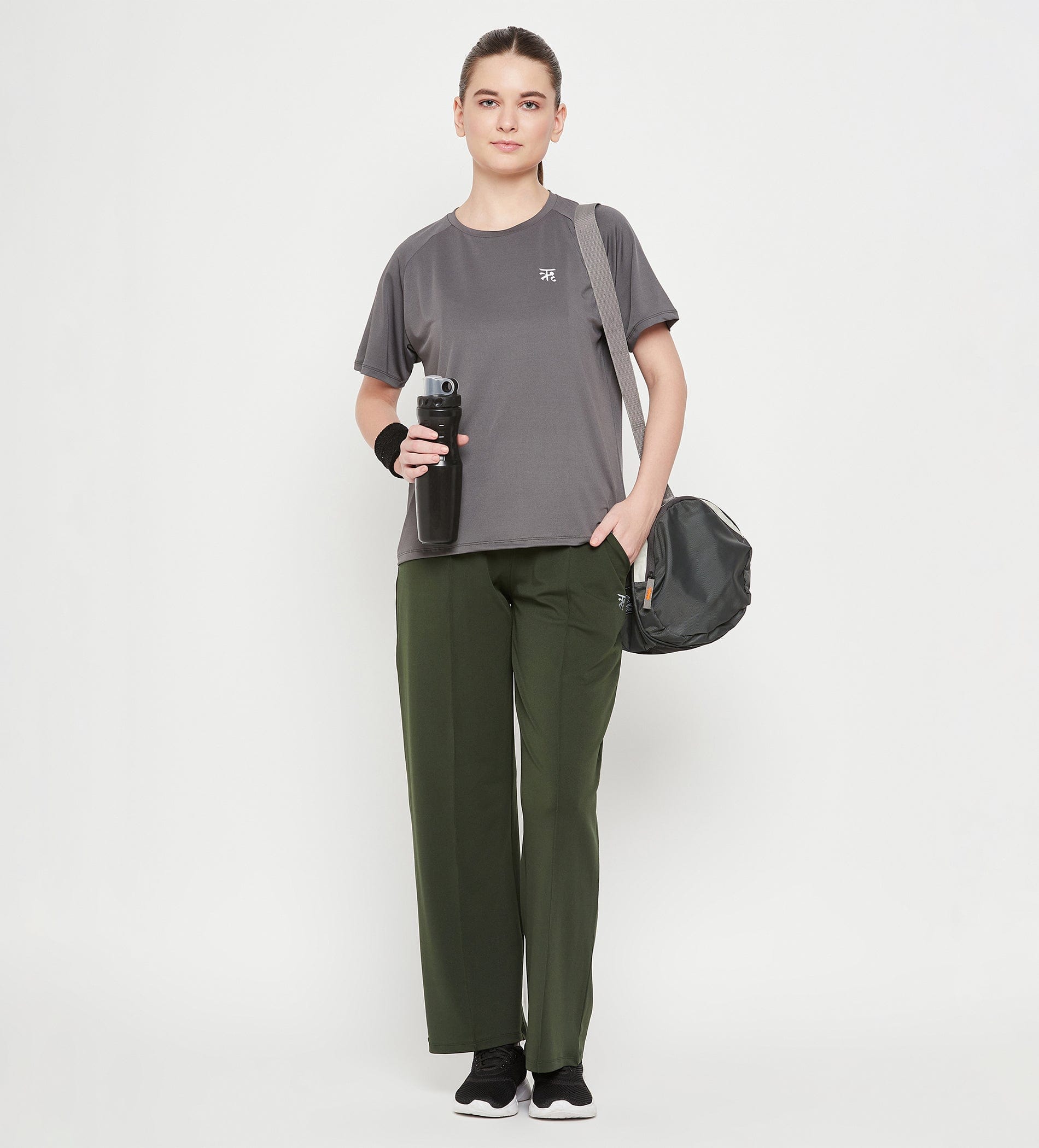 Track Pants Open Bottom Trackpant Olive Pin Tuck Pants for Women