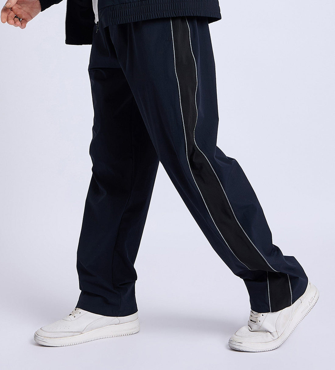 Track Pants Open Bottom Trackpant Reflector Flair Navy Trackpant For Men