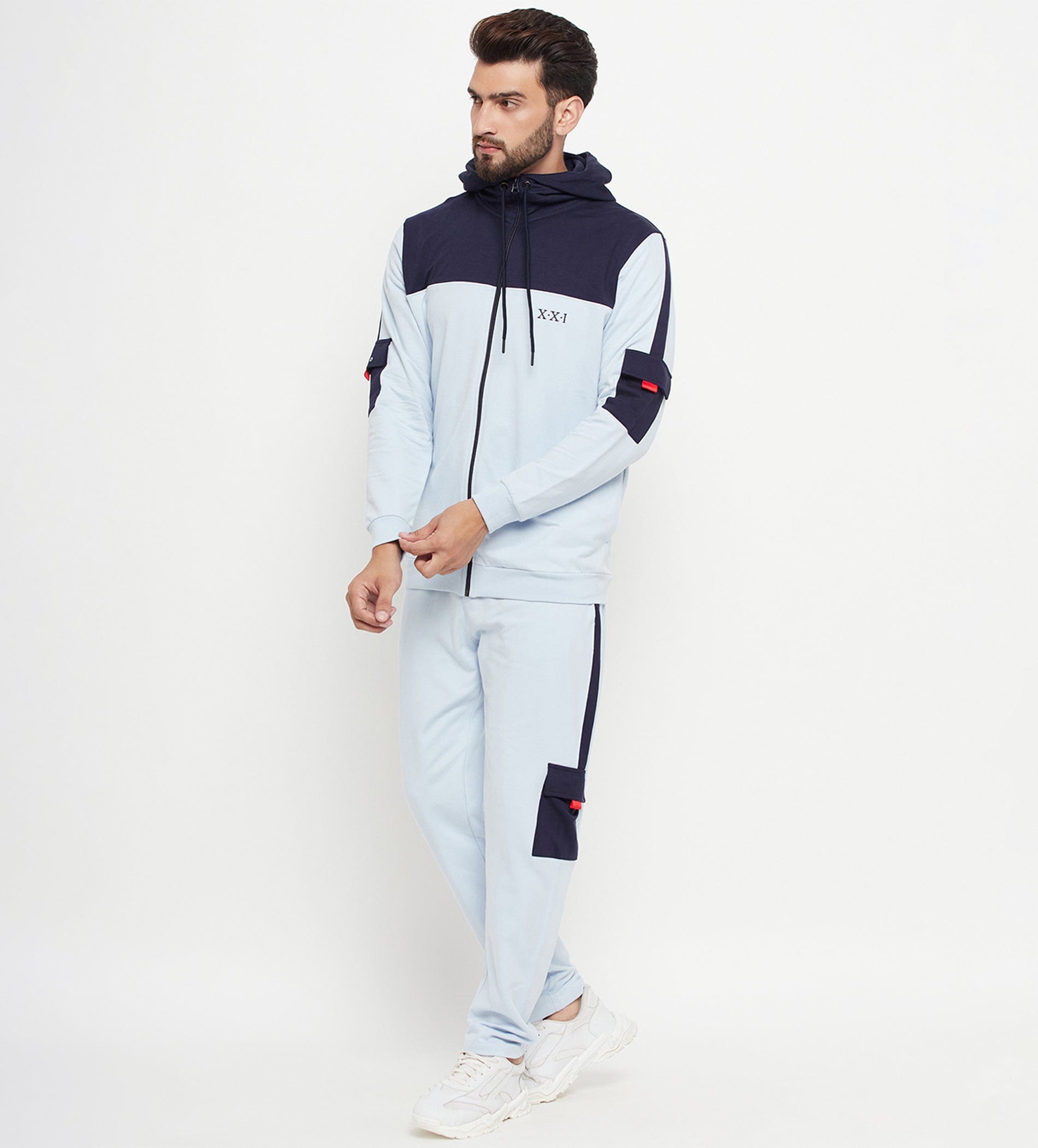 Track Suits All Season Track Suit Blue Zip-Up Cargo Tracksuit for Men