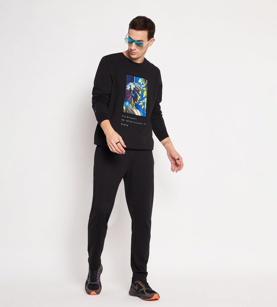 Track Suits Fleece Track Suit Black David Print Tracksuit for Men