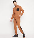 Track Suits Fleece Track Suit Mustard Elbow Patch Tracksuit for Men