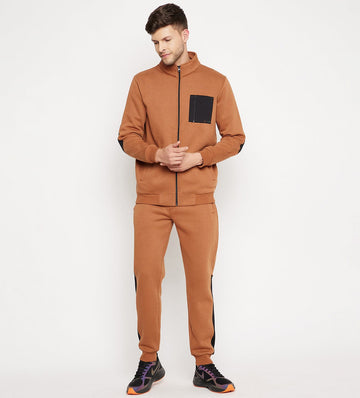 Track Suits Fleece Track Suit Mustard Elbow Patch Tracksuit for Men