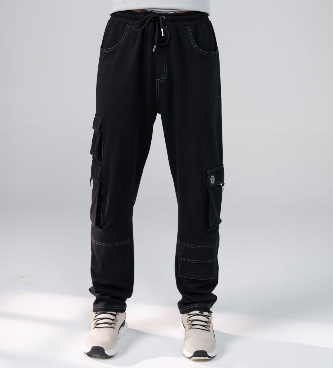 Trackpants Cargos Black Wide-Leg Contrast Men's Trackpant