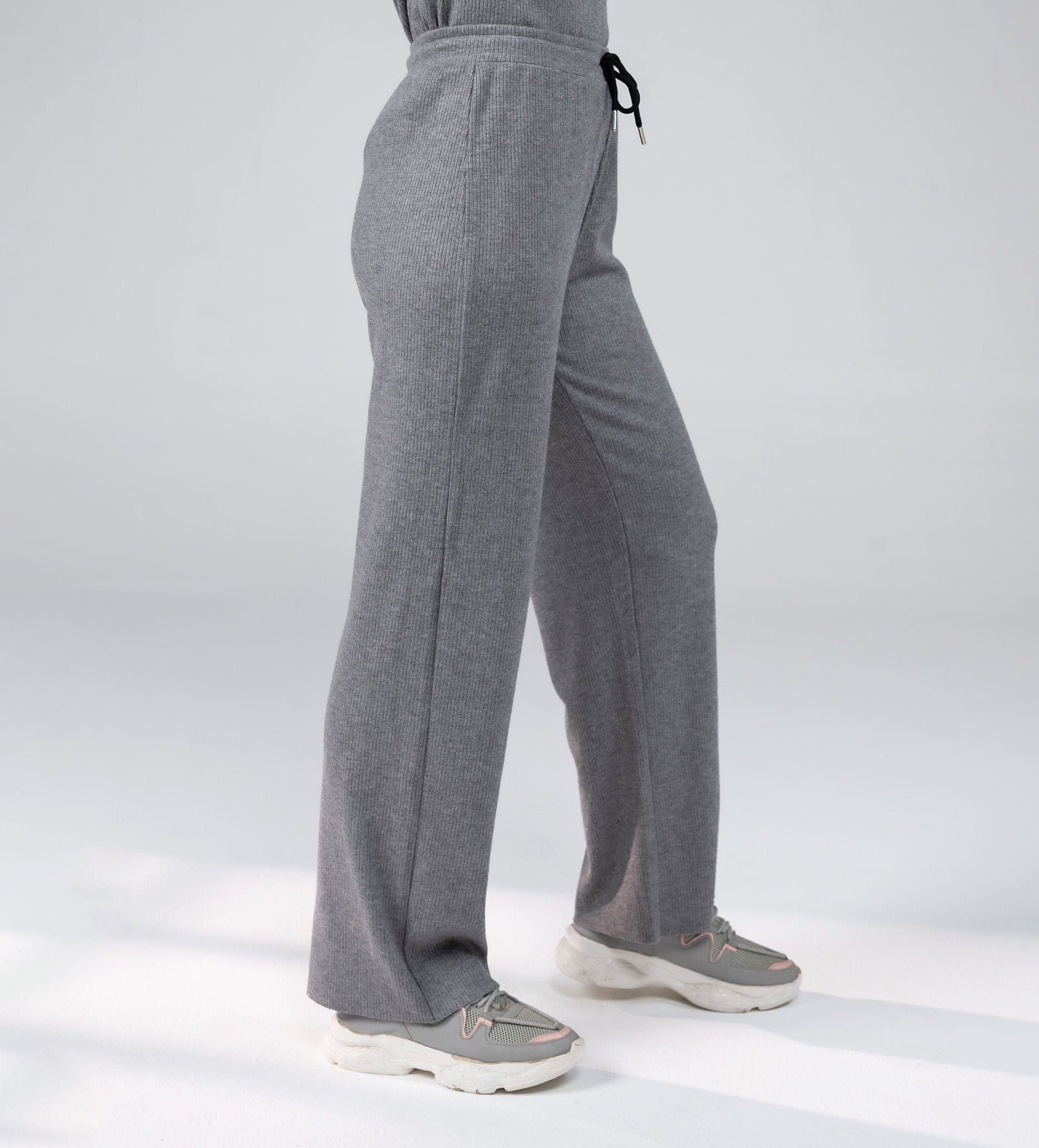 Trackpants Drawstring Trackpants Grey Versatile Rib Knit grey Trackpant