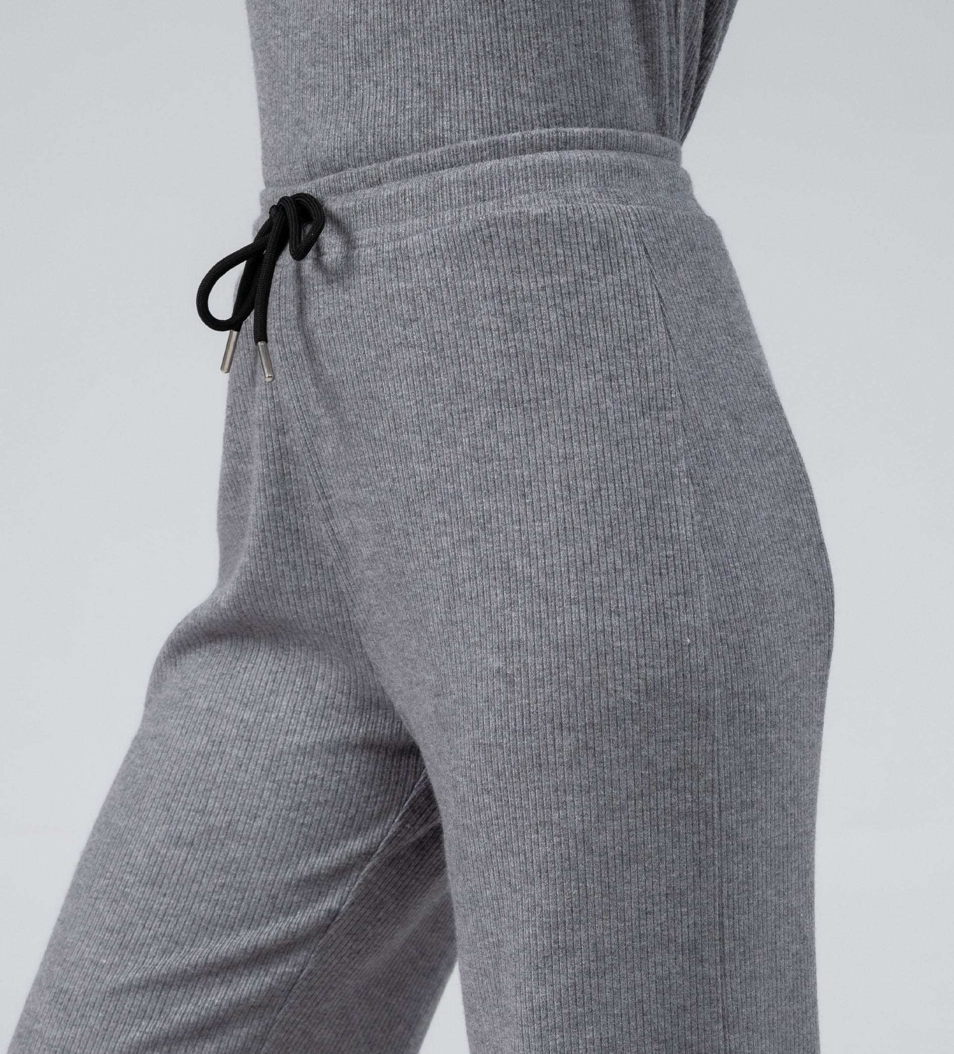 Trackpants Drawstring Trackpants Grey Versatile Rib Knit grey Trackpant