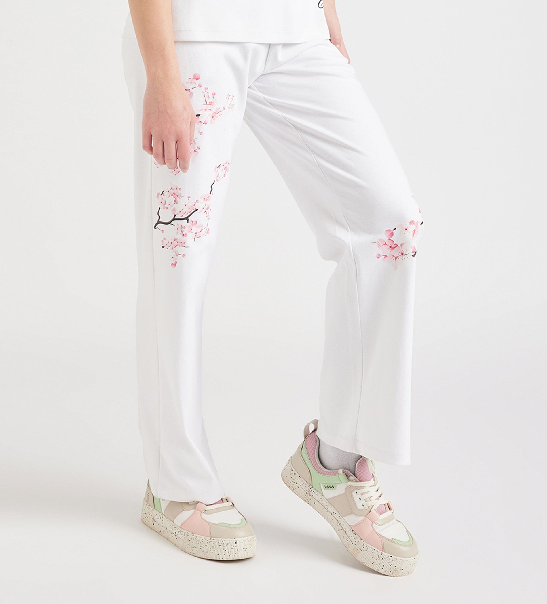 Trackpants Drawstring Trackpants Monochrome Floral Wide Leg Trackpants