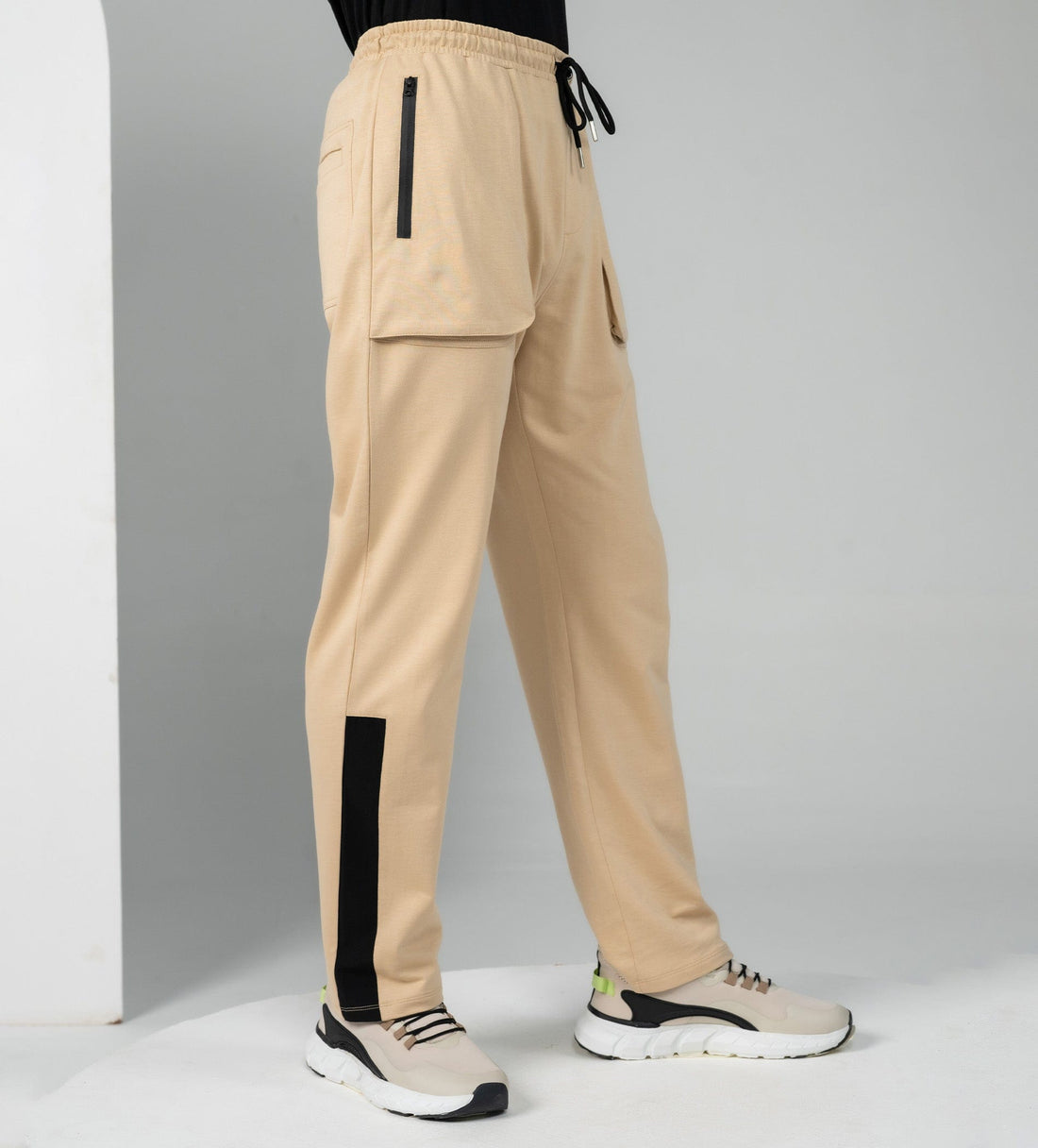 Trackpants Drawstring Trackpants Oatmilk wide leg contrast trackpant