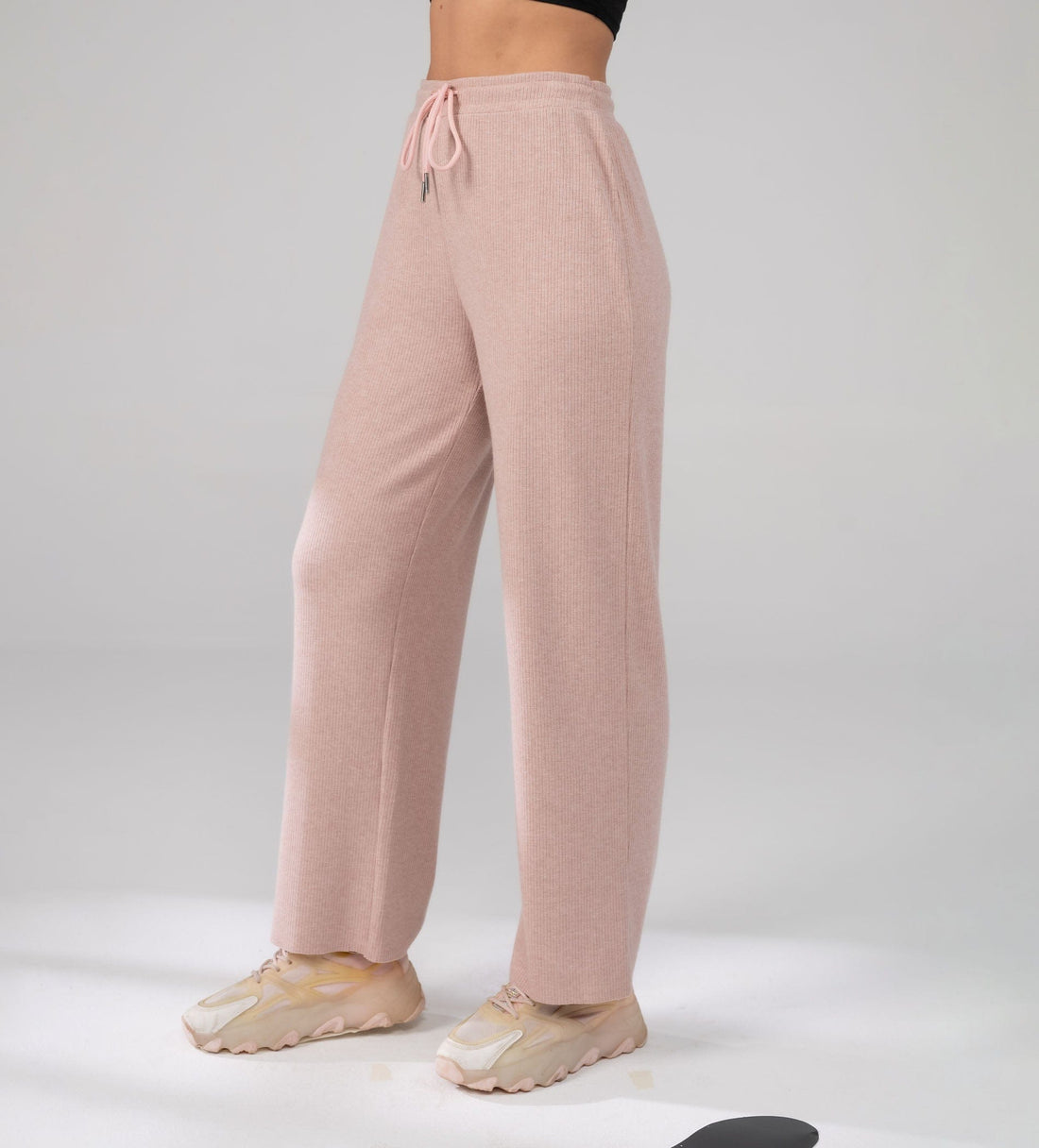 Trackpants Drawstring Trackpants Pink Versatile Rib Knit grey Trackpant