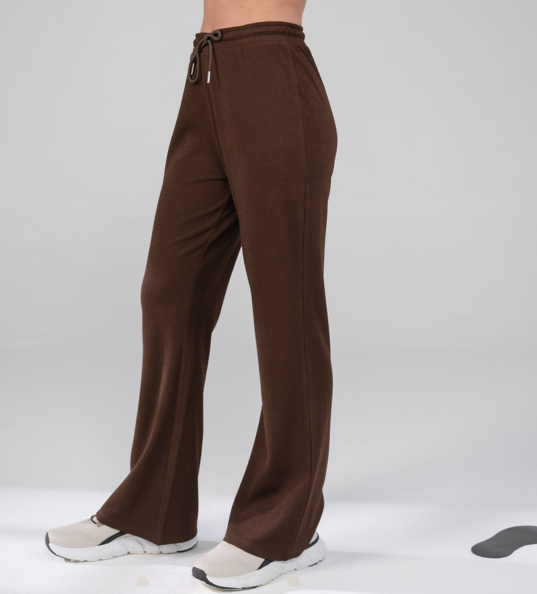 Trackpants Drawstring Trackpants Textured Rib Knit brown Trackpants