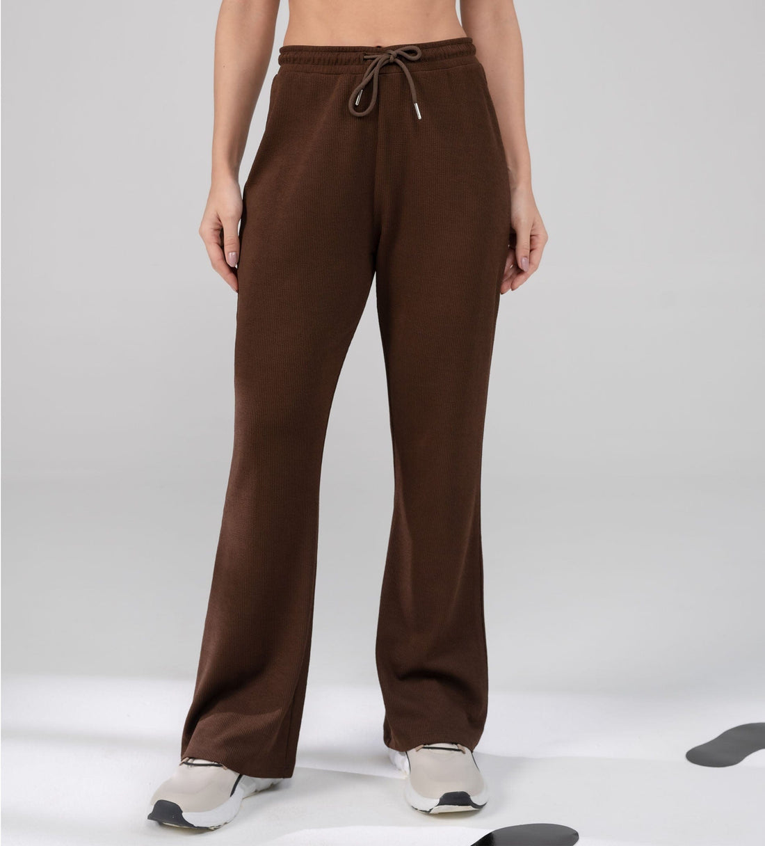 Trackpants Drawstring Trackpants Textured Rib Knit brown Trackpants