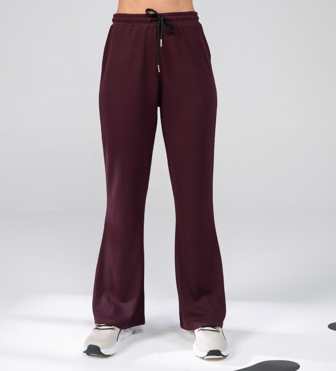 Trackpants Drawstring Trackpants Textured Rib Knit wine Trackpants