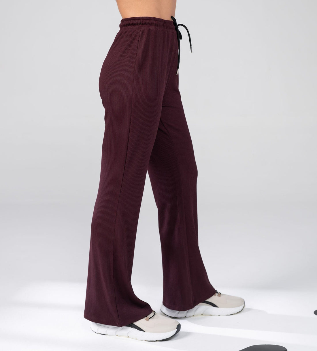 Trackpants Drawstring Trackpants Textured Rib Knit wine Trackpants