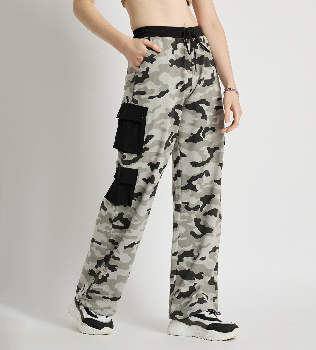 Trackpants Open Bottom Trackpant All Weather Camo Print Cotton Cargo Pants