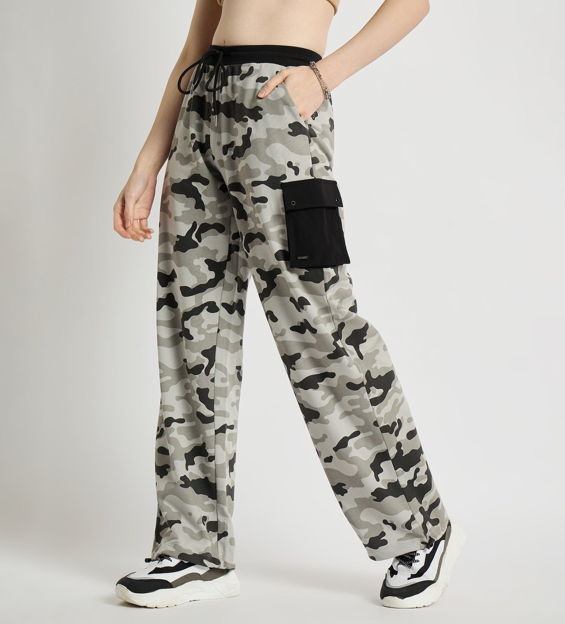 Trackpants Open Bottom Trackpant All Weather Camo Print Cotton Cargo Pants