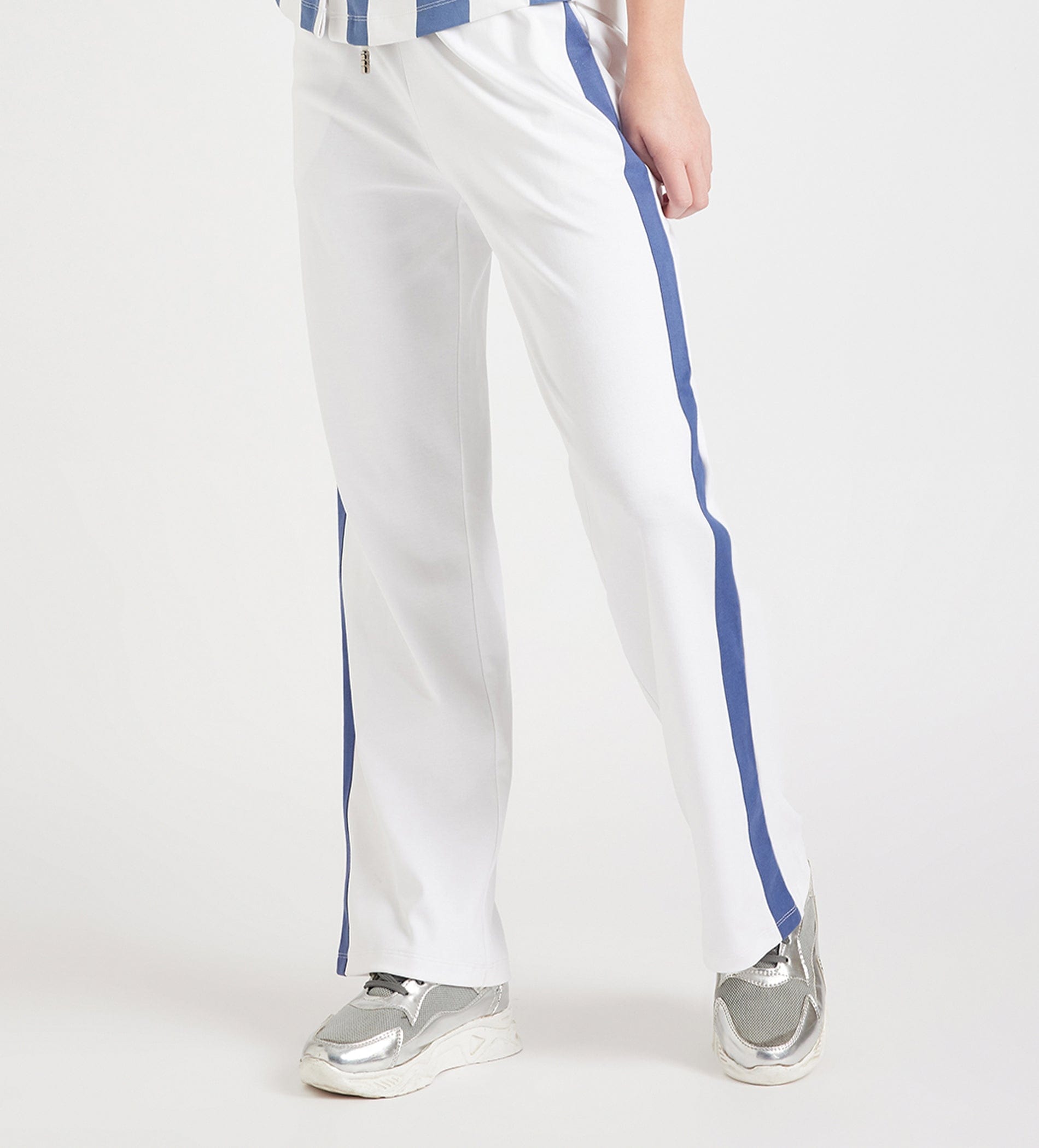 Trackpants Open Bottom Trackpant Sleek Contrast Wide Leg Trackpants