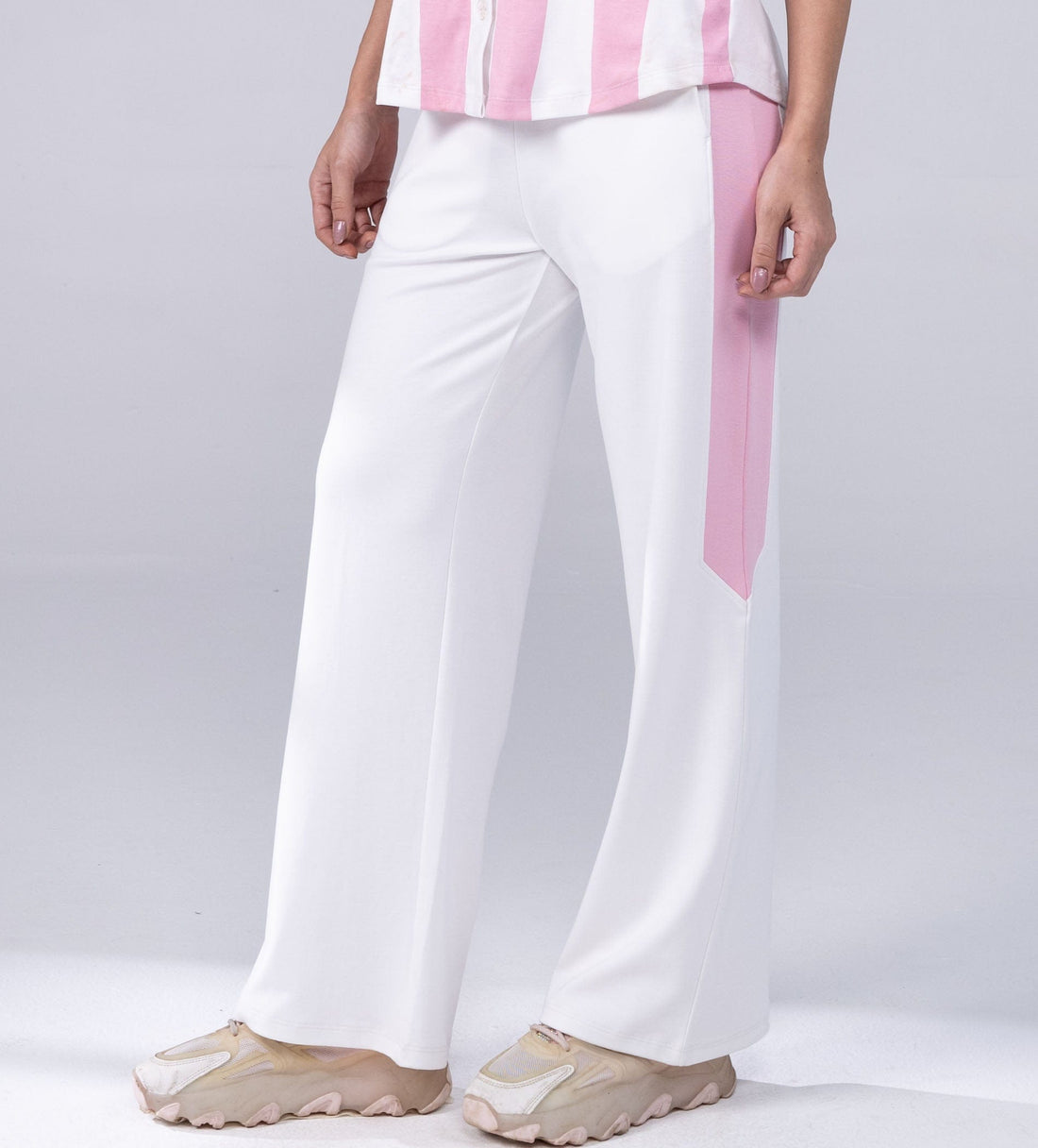 Trackpants Open Bottom Trackpant White wide leg Trackpants