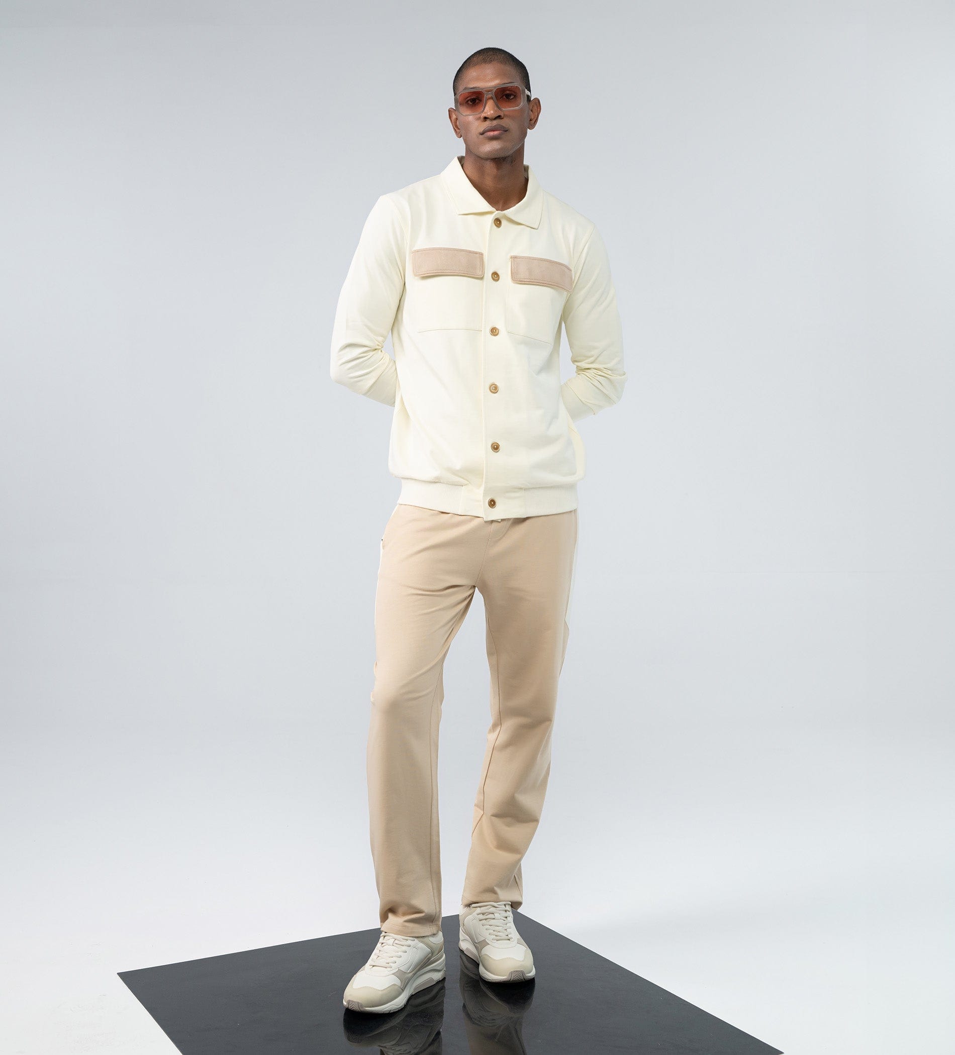 Trackpants STRAIGHT FIT TRACKPANTS Beige Side Panel Track Pants