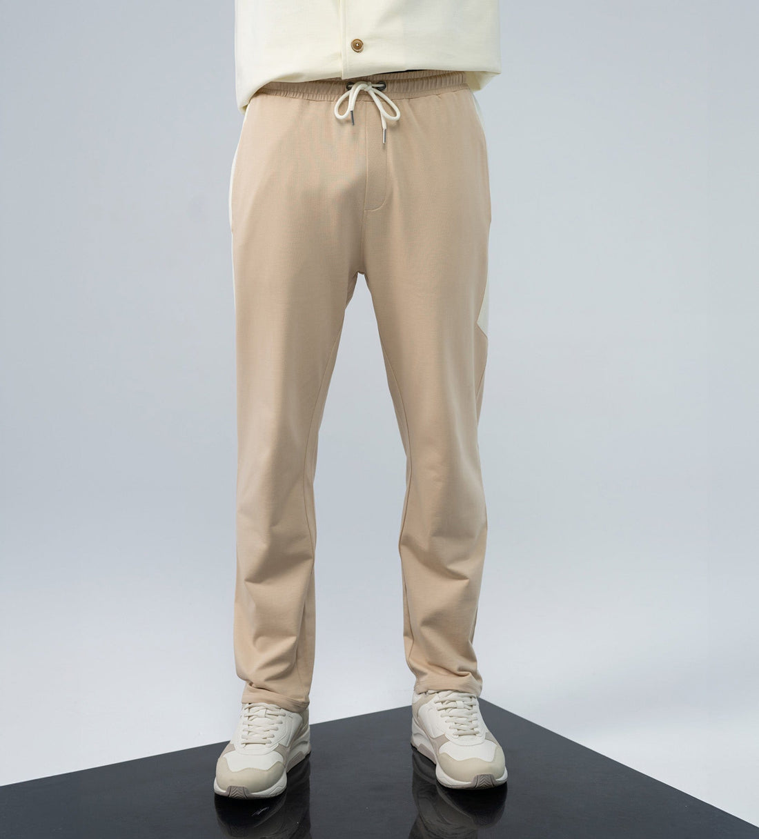 Trackpants STRAIGHT FIT TRACKPANTS Beige Side Panel Track Pants