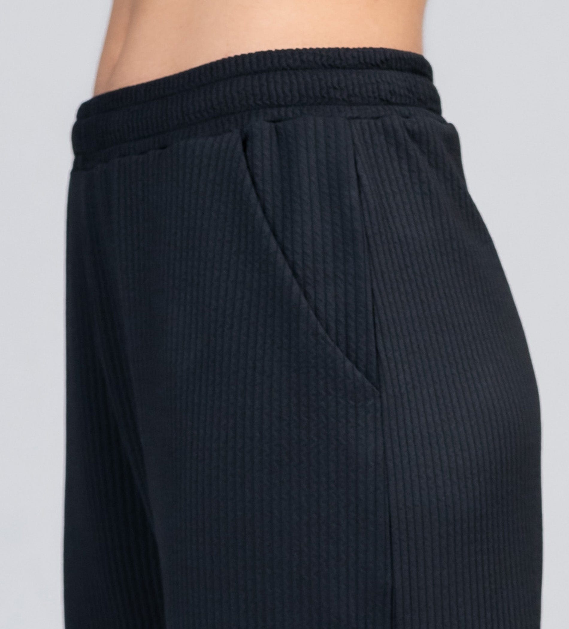 Trackpants Wide Leg Trackpant Black Grid waffle wide leg trackpant