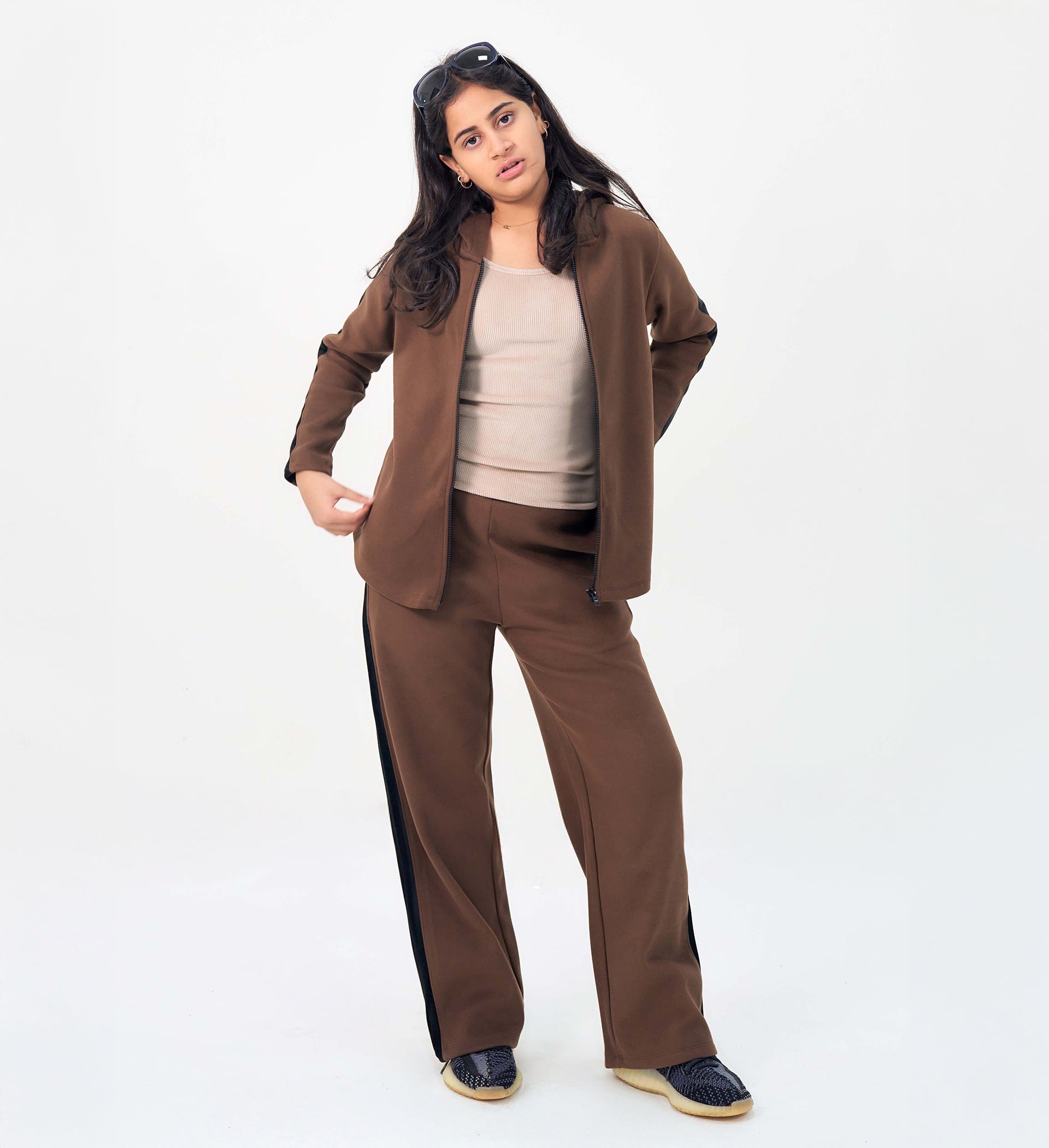 Trackpants Wide Leg Trackpant CLASSIC BROWN CONTRAST PANEL TRACKPANT