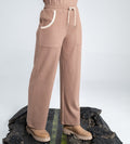 Trackpants Wide Leg Trackpant Classic Brown wide leg trackpant with Contrasting Ribbed Accents