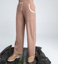 Trackpants Wide Leg Trackpant Classic Brown wide leg trackpant with Contrasting Ribbed Accents