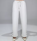 Trackpants Wide Leg Trackpant Fashion-Forward Snap Button white Trackpants