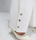 Trackpants Wide Leg Trackpant Fashion-Forward Snap Button white Trackpants