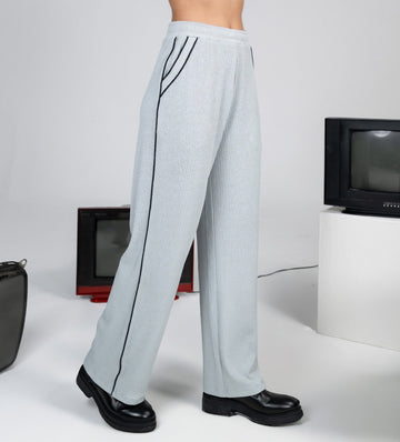 Trackpants Wide Leg Trackpant Grey Grid waffle wide leg trackpant