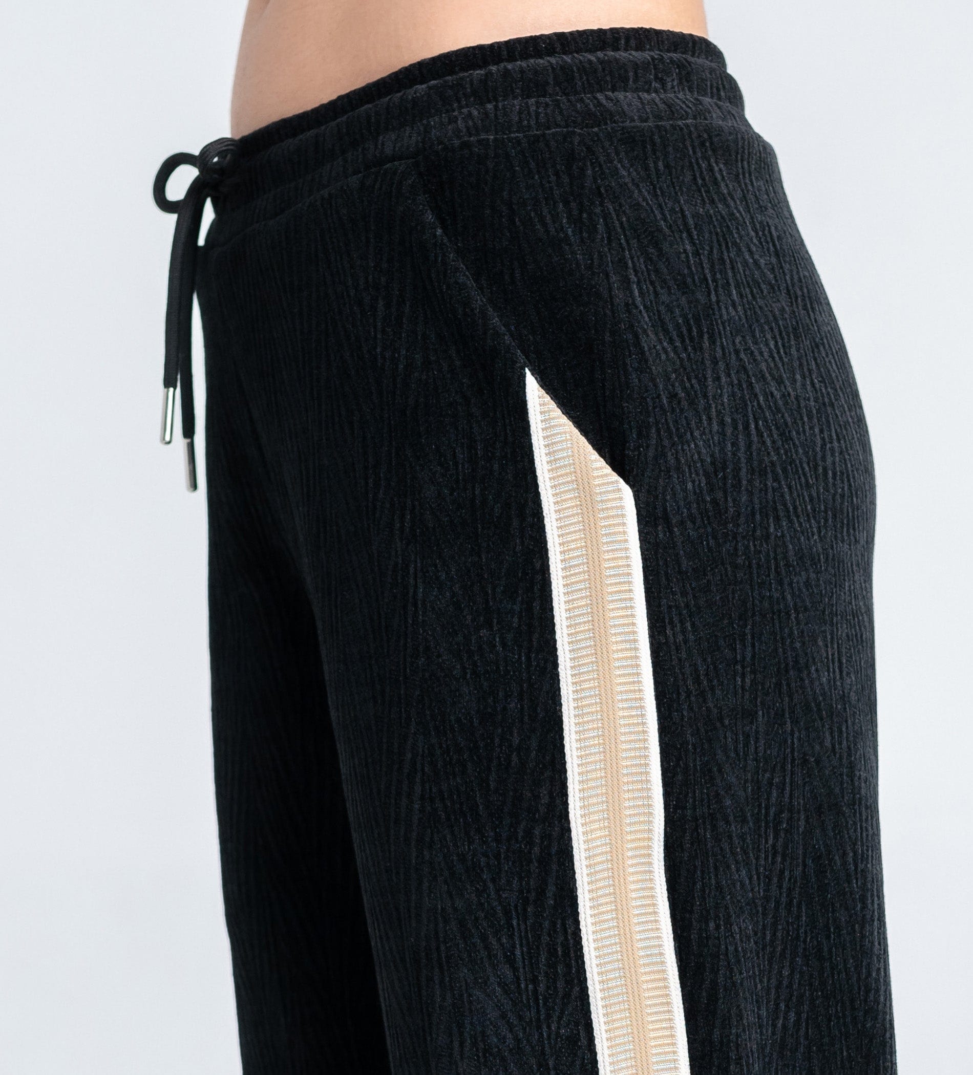 Trackpants Wide Leg Trackpant Modern Black Trackpants with Tape Accents