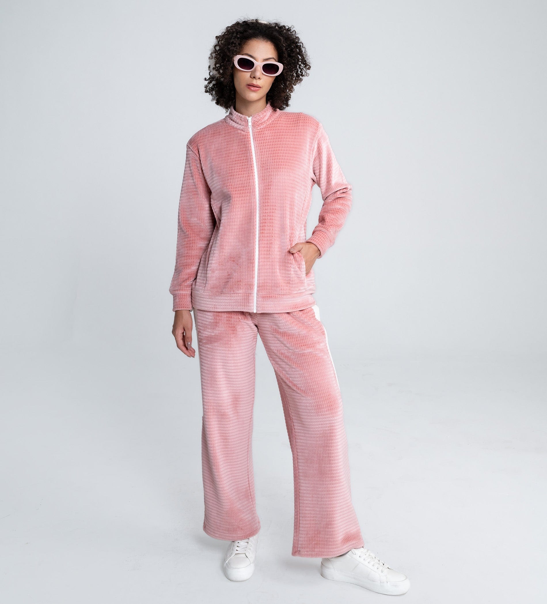 Trackpants Wide Leg Trackpant Trendy Pink Wide-Leg Trackpants with Side Panel