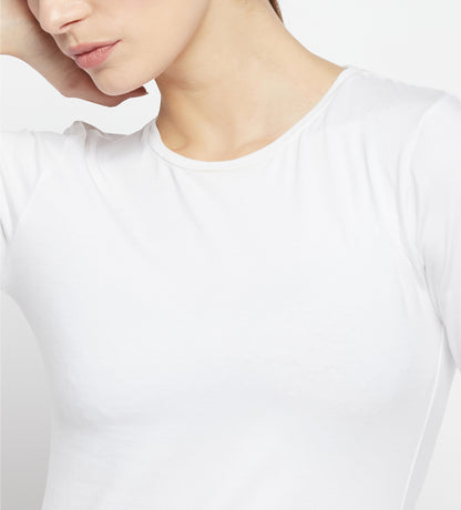Women White Long Sleeve Crew Neck T-Shirt