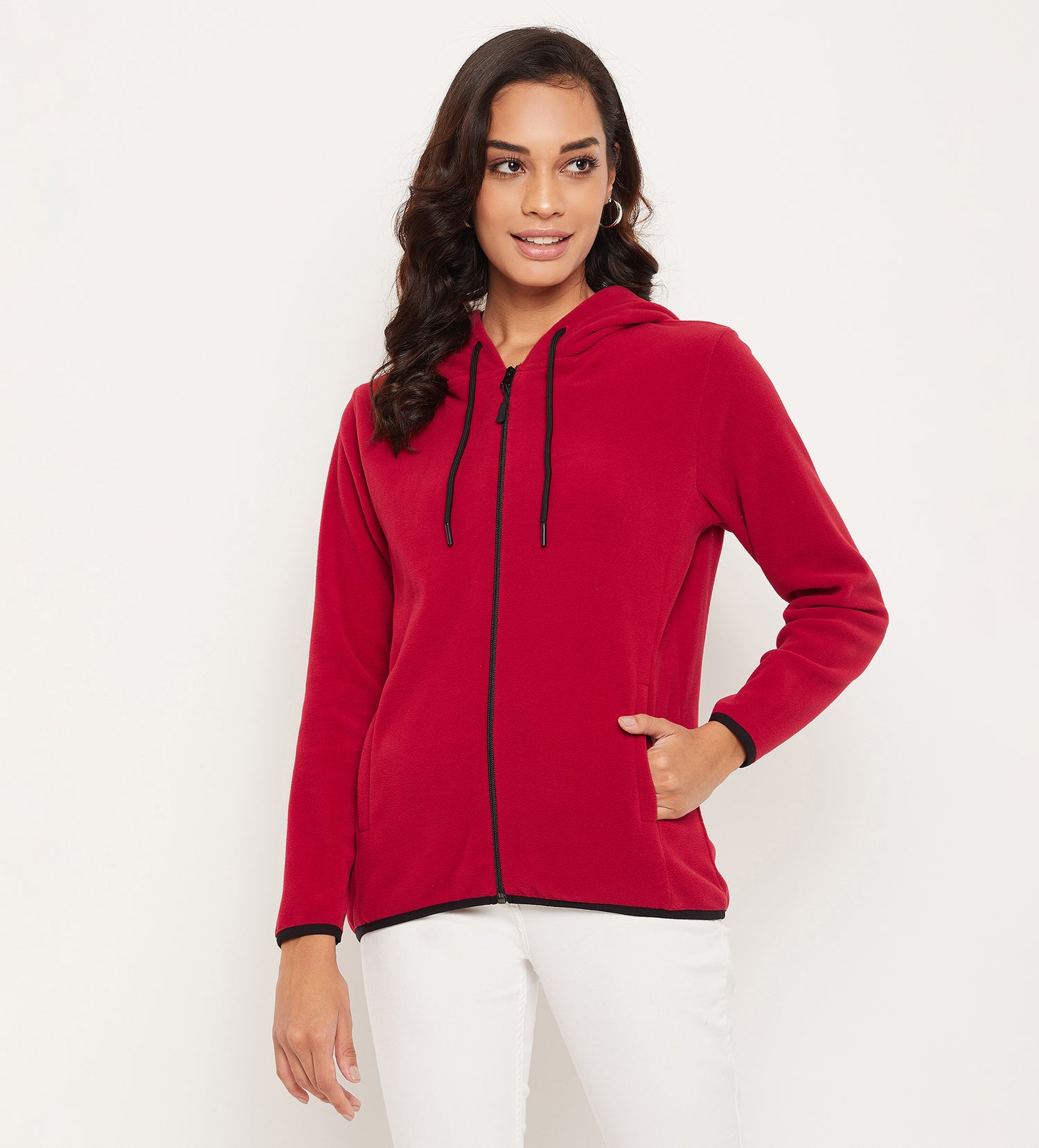 Women Red Hooded Regular ULTRA-WARM Sweatshirt