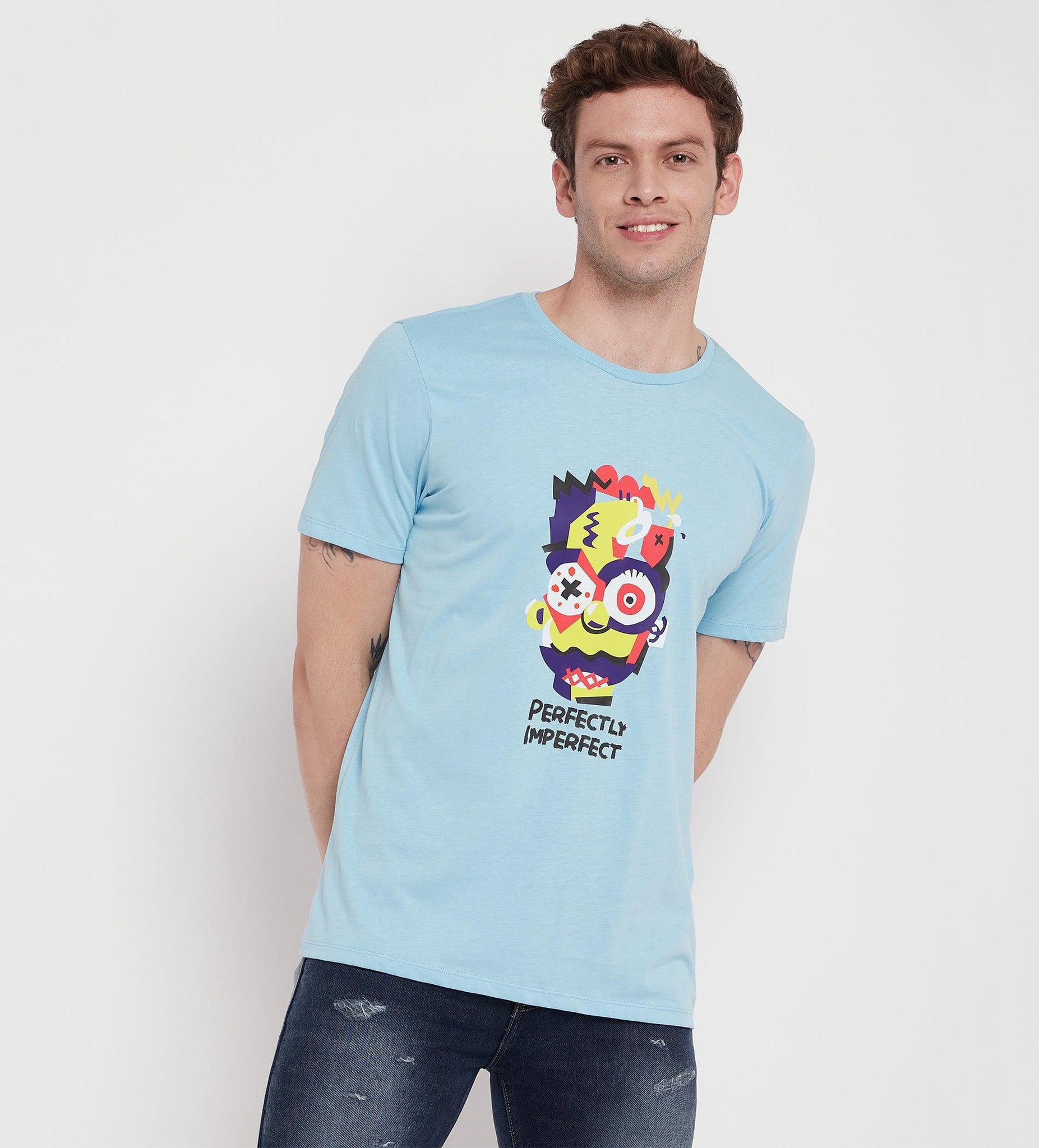 Sky Blue Perfectly Imperfect Regular T-shirt for Men