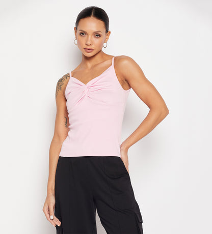 Light Pink Knotted Snug Tank Top