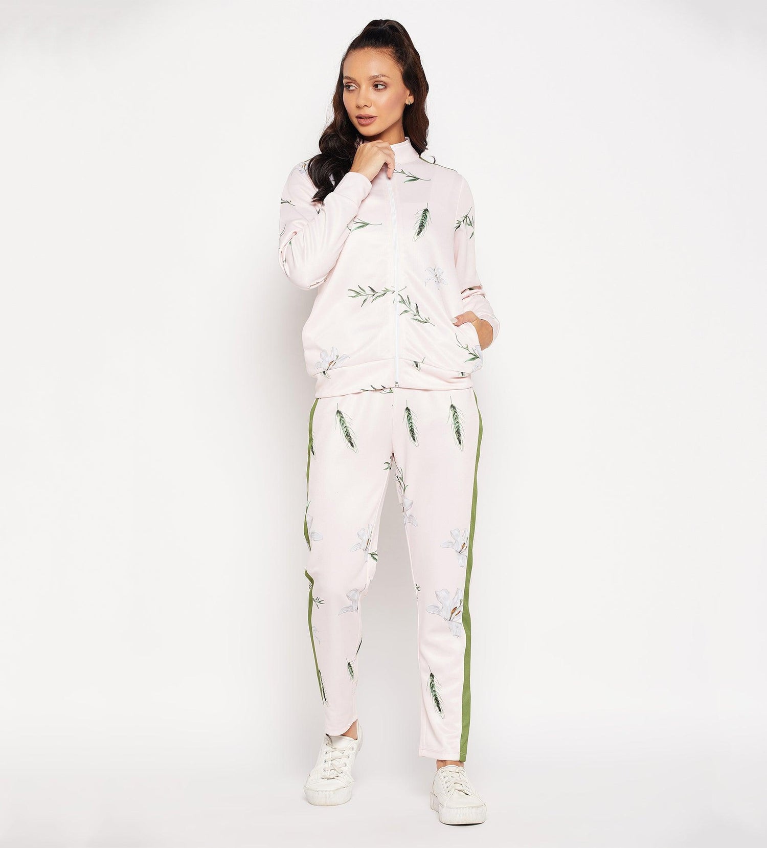 White Lily Zip Up Regular Tracksuit