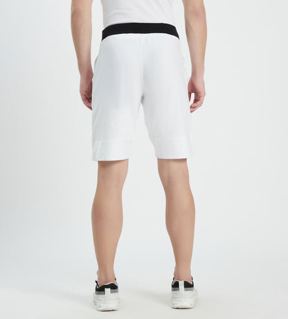 Men White Panelled Shorts