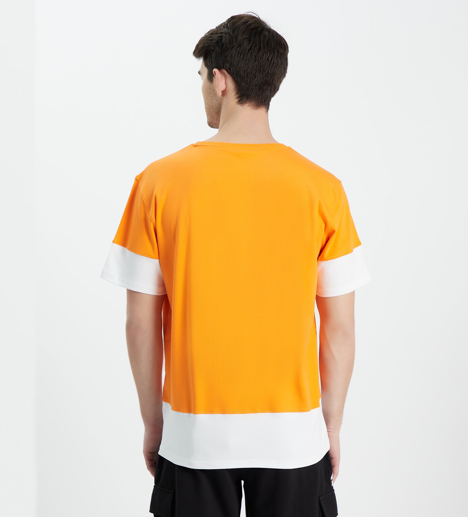 Men Orange Oversized Graphic T-Shirt