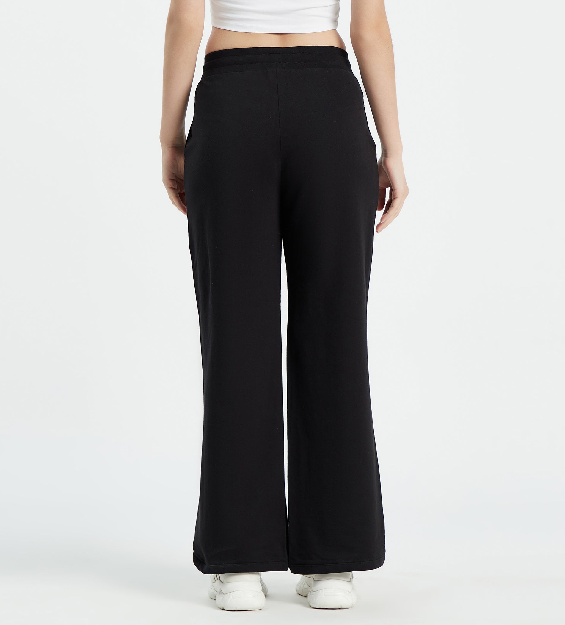 Women Black Trackpant With Ripped Spaces