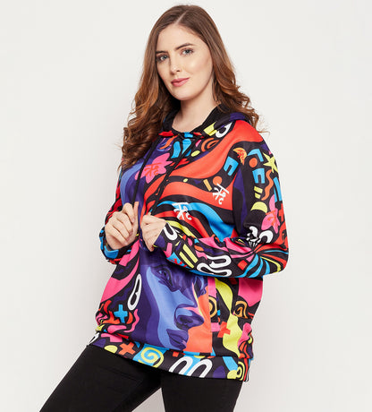 Women Oversized Digital Print Sweatshirt