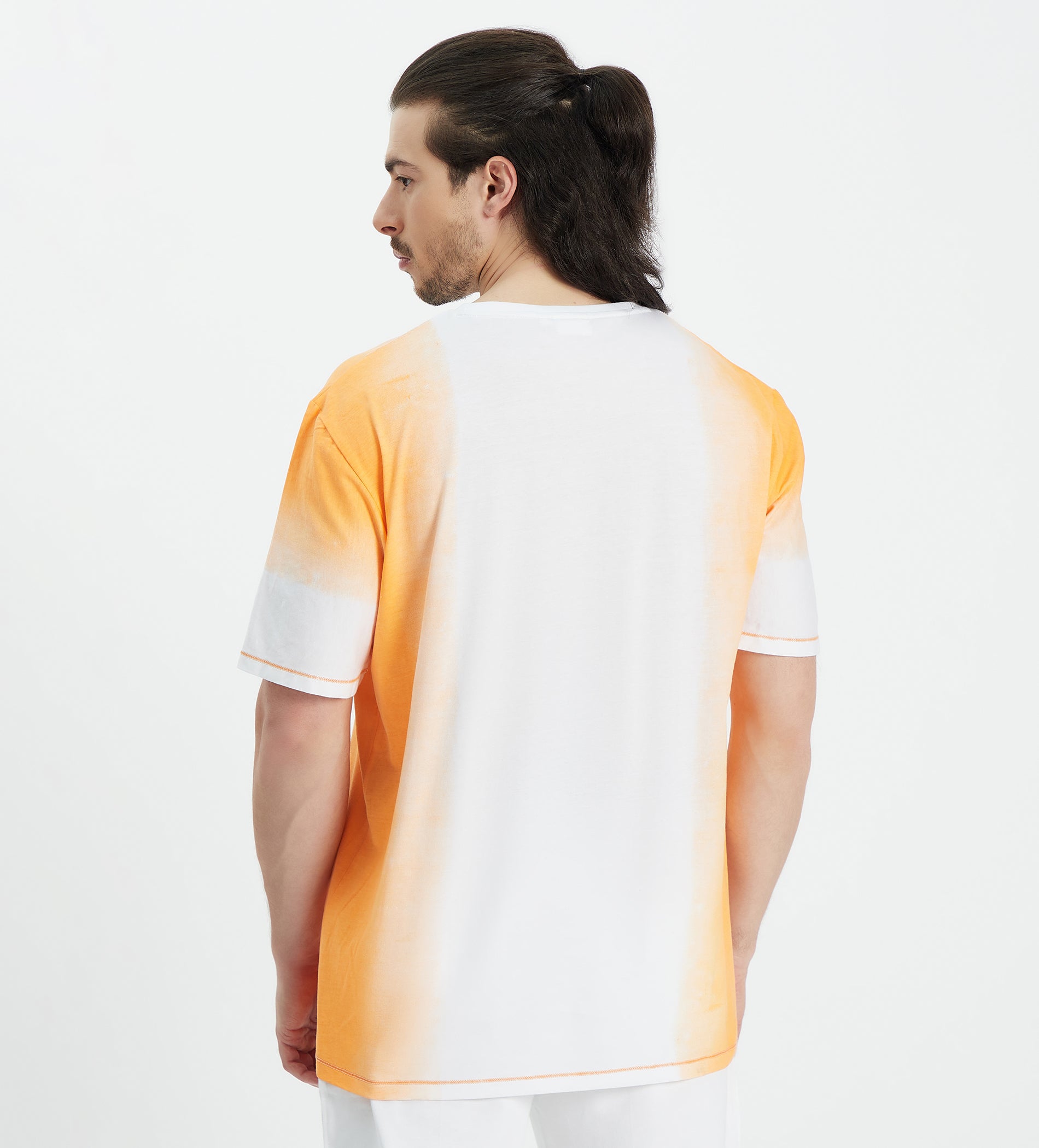 Men Orange Oversized Ombre T-Shirt