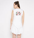 White Floral Flared Regular Dress for Women