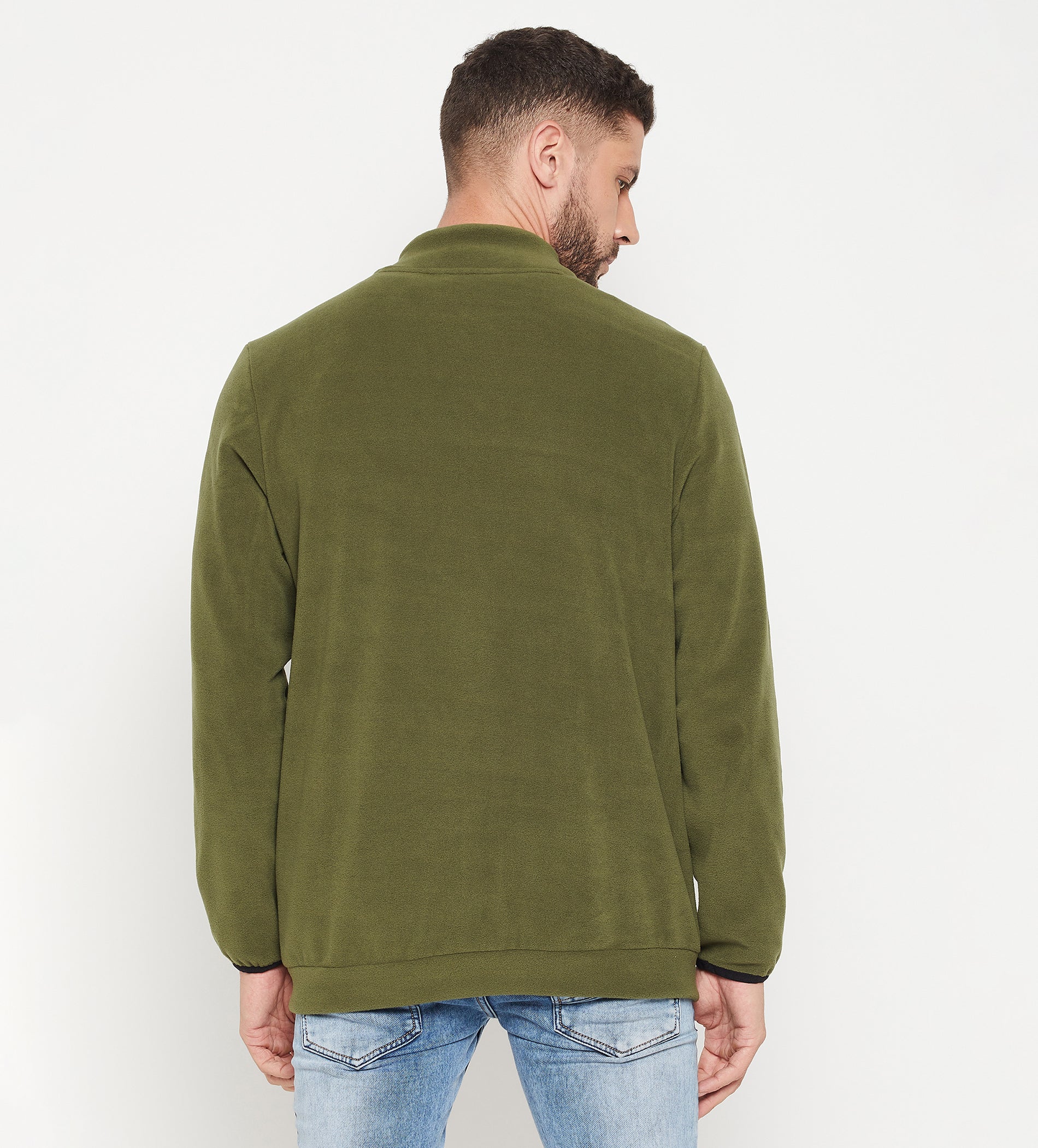 Men Olive High Neck Regular ULTRA-WARM Sweatshirt