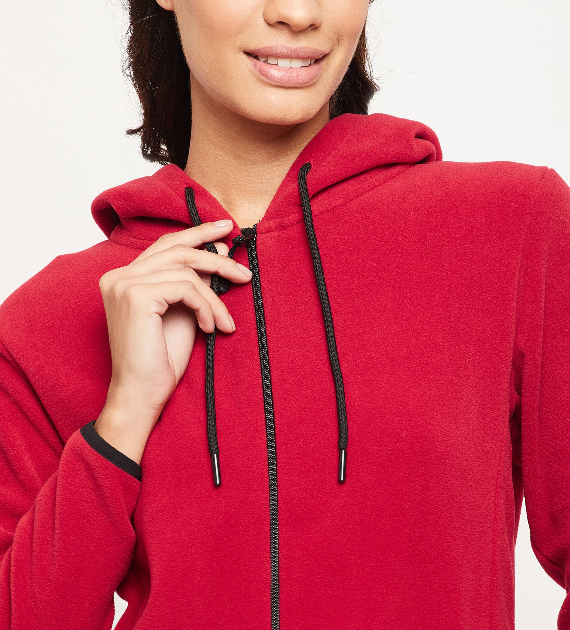 Women Red Hooded Regular ULTRA-WARM Sweatshirt