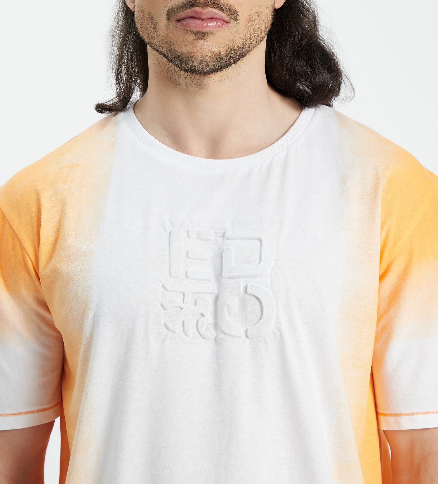 Men Orange Oversized Ombre T-Shirt